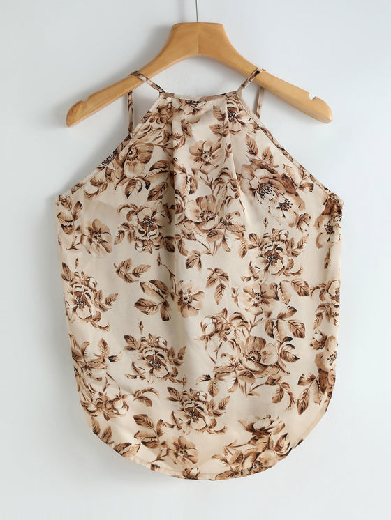 Floral Print Wrap Front Cami Top