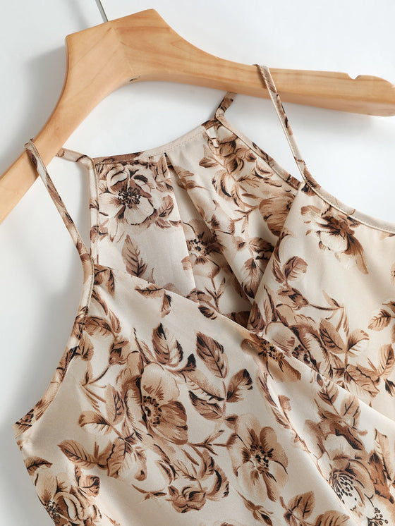 Floral Print Wrap Front Cami Top