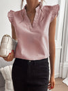 Striped Ruffle Cap Sleeve Blouse