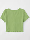 Ribbed Buttoned Lettuce Edge Top