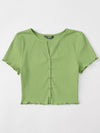 Ribbed Buttoned Lettuce Edge Top