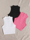 3 Pack Mock Neck Rib knit Tank Top