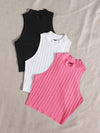 EZwear 3 Pack Mock Neck Rib knit Tank Top