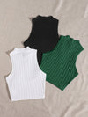 3 Pack Mock Neck Rib knit Tank Top