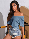 Solid Waffle Knit Crop Tee