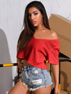 Solid Waffle Knit Crop Tee