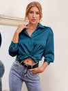 Drop Shoulder Satin Shirt