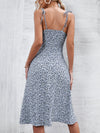 Knot Shoulder Ditsy Floral Print Split Thigh Cami Dress