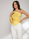 Solid One Shoulder Hanky Hem Blouse