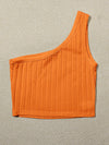 One Shoulder Rib knit Crop Top