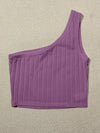 One Shoulder Rib knit Crop Top