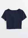 Lettuce Edge Button Front Rib knit Top