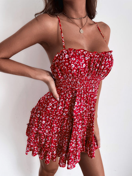 Ditsy Floral Criss Cross Backless Cami Dress