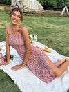 Floral Shirred Bodice Split Thigh Cami Dress