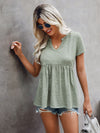 Notched Neck Peplum Hem Tee