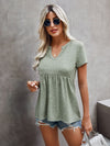 Notched Neck Peplum Hem Tee