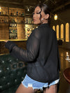 Drop Shoulder Sheer Shirt Without Bra