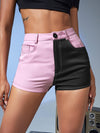 High Waist Colorblock Biker Shorts