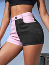 High Waist Colorblock Biker Shorts