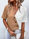 Two Tone Patched Pocket Blouse