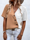Two Tone Patched Pocket Blouse