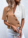 Two Tone Patched Pocket Blouse