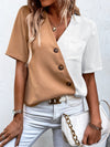 Two Tone Patched Pocket Blouse