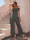 Ditsy Floral Off Shoulder Shirred Jumpsuit