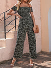 Ditsy Floral Off Shoulder Shirred Jumpsuit
