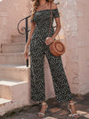 Ditsy Floral Off Shoulder Shirred Jumpsuit