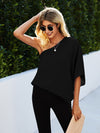 One Shoulder Batwing Sleeve Blouse