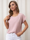 Rolled Cuff Batwing Sleeve Blouse