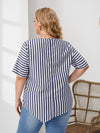 EMERY ROSE Plus Drop Shoulder Striped Pattern Asymmetrical Hem Top