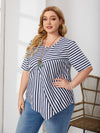EMERY ROSE Plus Drop Shoulder Striped Pattern Asymmetrical Hem Top