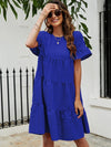 Solid Flounce Sleeve Smock Dress
