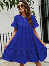 Solid Flounce Sleeve Smock Dress