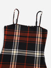 Plaid Pattern Slit Hem Cami Dress