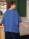 Plus Butterfly Sleeve Overlay Blouse