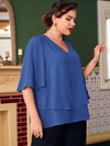 Plus Butterfly Sleeve Overlay Blouse