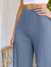 Elastic Waist Rib knit Wide Leg Pants