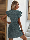 Ditsy Floral Flutter Sleeve Tunic Dress