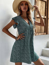 Ditsy Floral Flutter Sleeve Tunic Dress