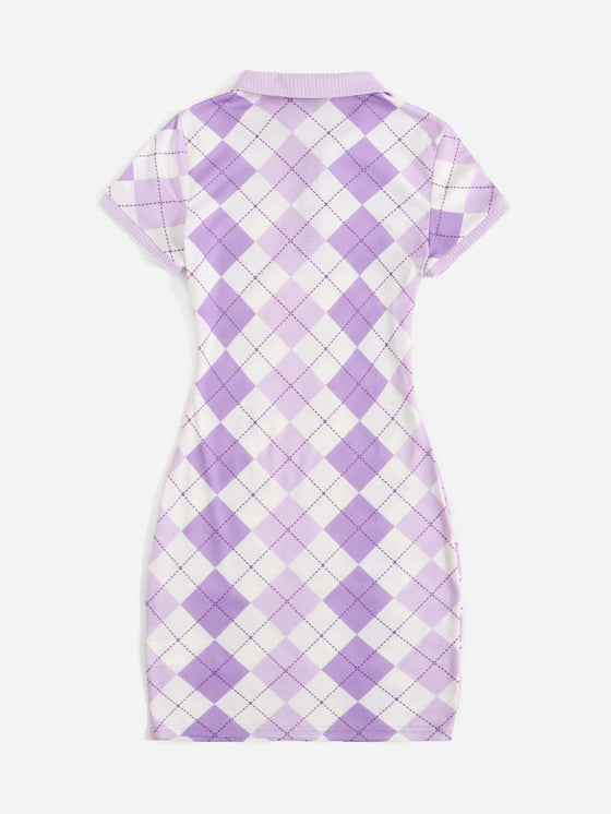 Argyle Pattern Polo Dress