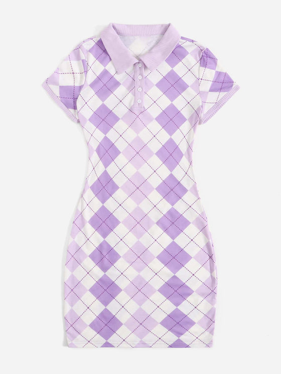 Argyle Pattern Polo Dress