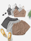 3 Sets Marled Rib Knit Lounge Set
