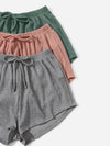 6pack Rib Knit Cami Top Knot Front Shorts Lounge Set