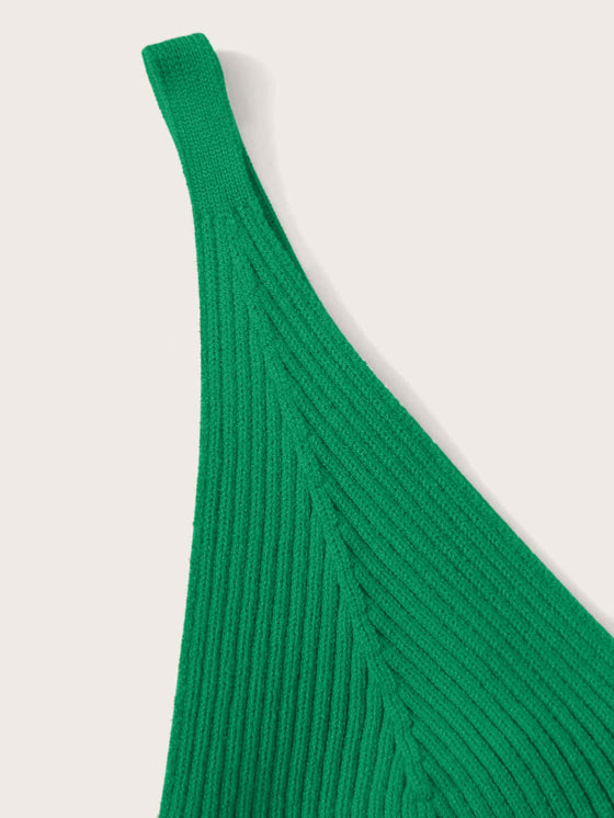 Ribbed V Neck Crop Top