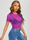 Sheer Mesh Crop Top Without Bra