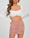PETITE Square Neck Rib Knit Crop Top