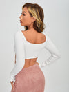 PETITE Square Neck Rib Knit Crop Top